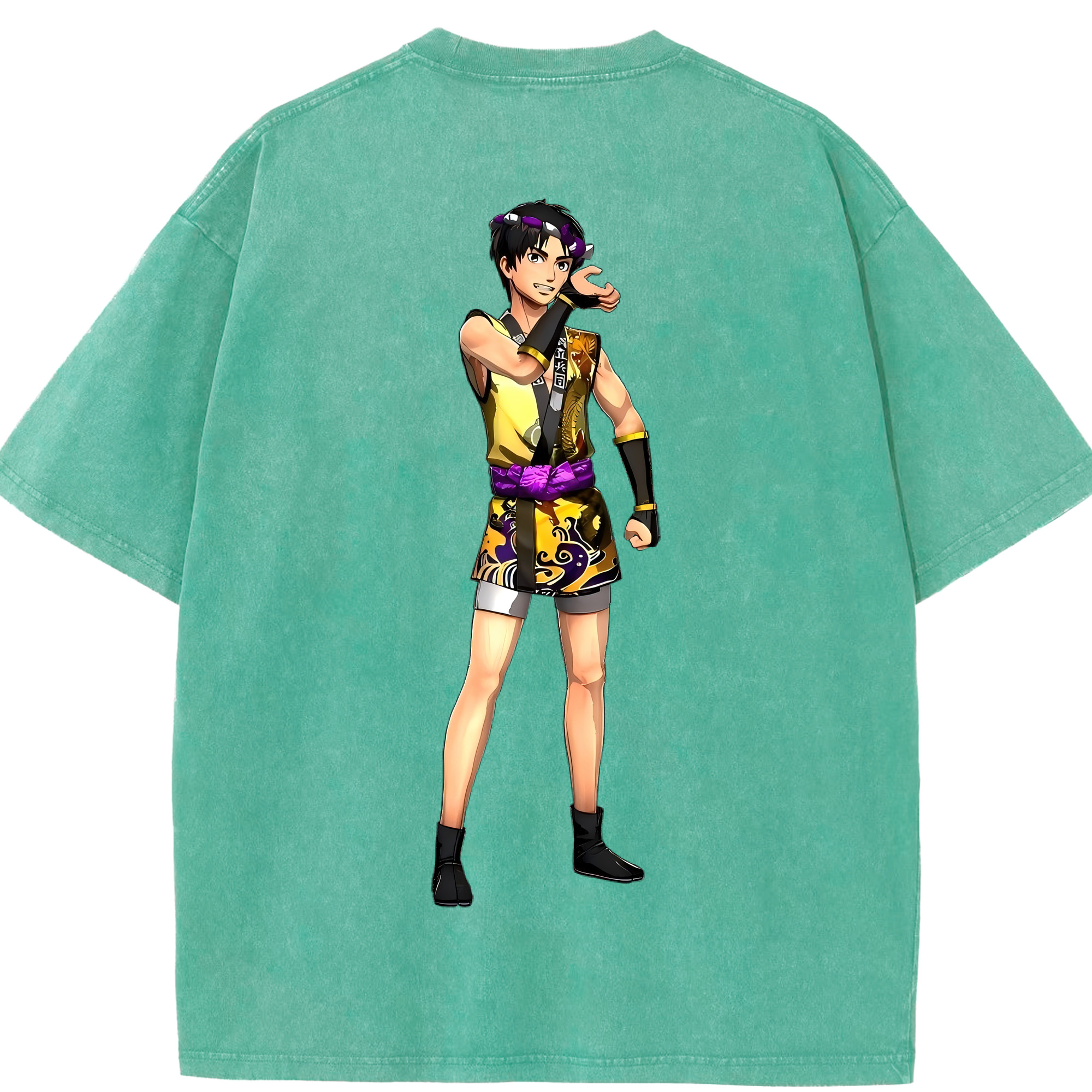 （画像用） 進撃の巨人 リヴァイ·アッカーマン Attack on Titan Levi Ackerman 綿100% ヴィンテージ風 半袖Tシャツ（背面プリント）